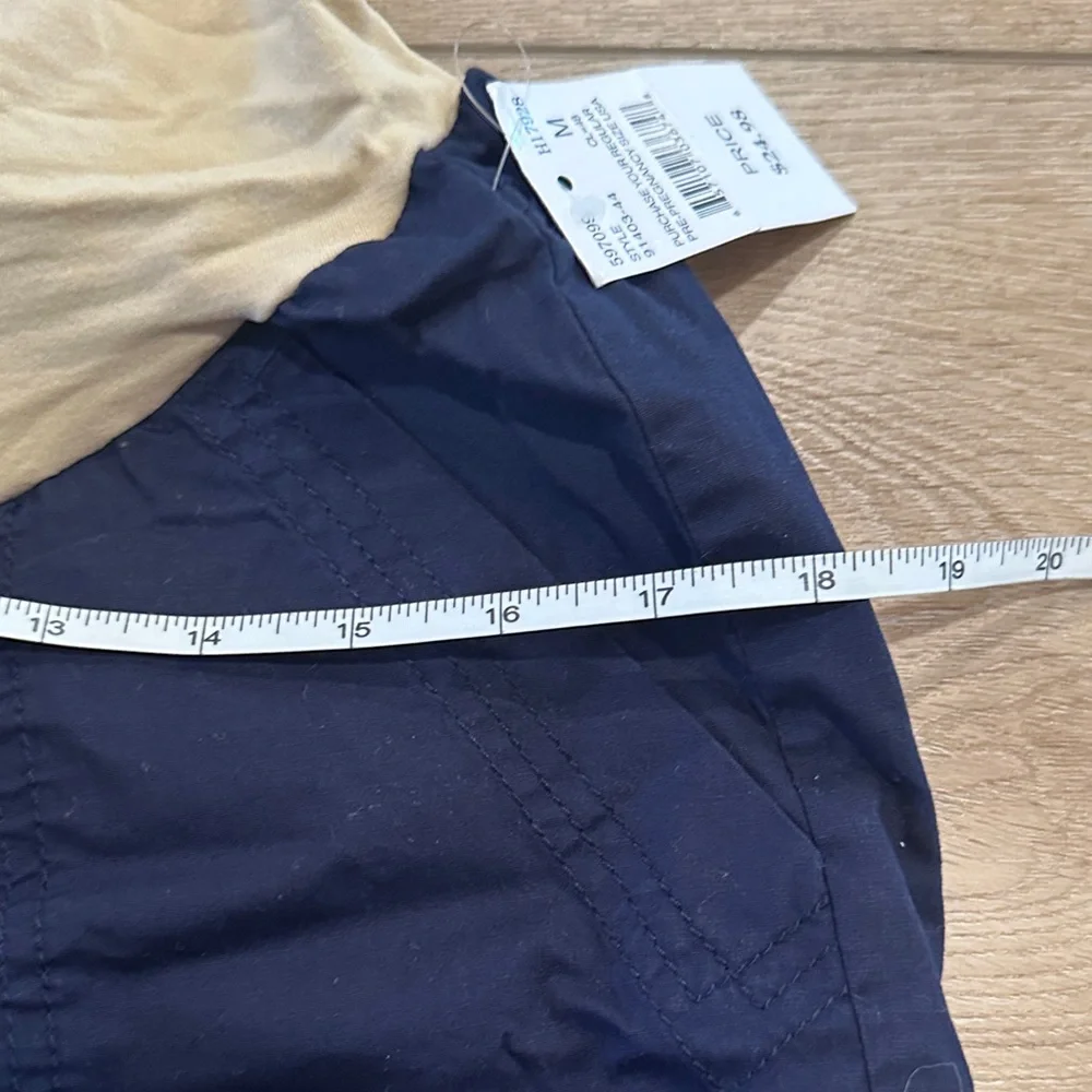 Motherhood Maternity Navy Shorts with Cream Fold-Over Waistband - Picture 8 of 11